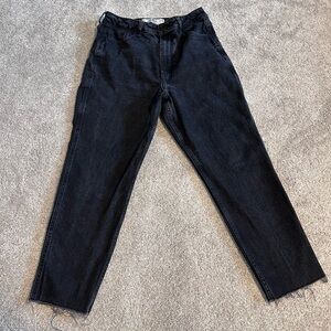 Hollister Curvy Ultra High-Rise Mom Jeans Raw Hems Black Women’s Size 28